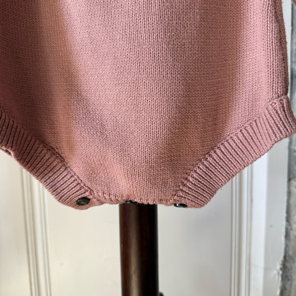Dusty Rose Thick Knitted Long Sleeve Bodysuit Romper - Picture 3 of 4